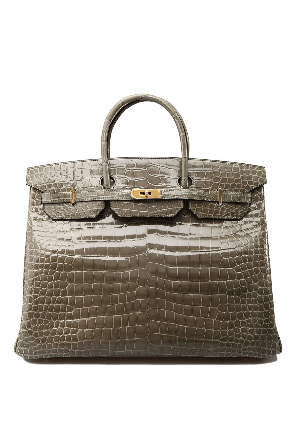 Hermes 'Gris Elephant Shiny Porosus Crocodile Birkin 30' Bag